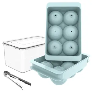 WIBIMEN Ice Ball Tray Set (1.9") | Easy-Release, 2-Pack with Storage Box & Ice Tongs | Perfect for Whiskey & Cocktails