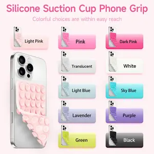10 Pack Silicone Sticky Grip Holder for Cellphone, Silicone Suction Cup Phone Case Mount Double Sided, Hands-Free Phone Accessories Strong Grip Holder for Selfie and Video Compact