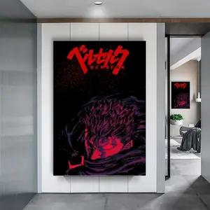 Berserk Swordsman Framed Print Poster - Anime Manga Wall Art, Modern Cool Design Home Decor Decoration, Ideal Gift for Anime Enthusiasts