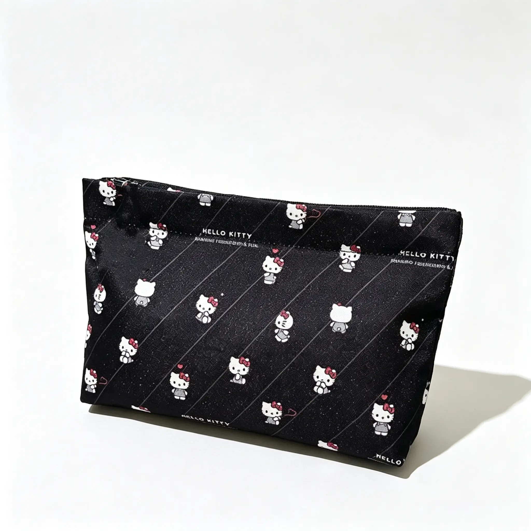 Sanrio Hello Kitty Black Makeup Bag, Portable Cosmetic Storage Pouch Travel Toiletry Organizer Gift for Girls Teens Women