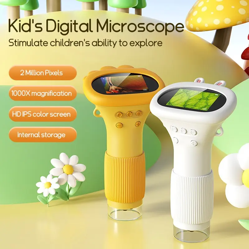 USB Microscope, 1000x Handheld Digital Microscope, 2-Inch IPS Screen, 1080P HD Lens, Portable Mini USB Microscope Camera, Kids Science Toy, Visual Learning Tools, USB Powered Microscope