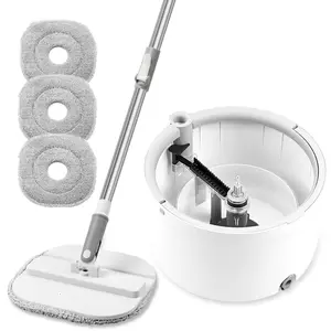 360° Rotating Self-Cleaning Mop & Bucket Set with Wring System- Hands-Free Cleaning with Smart Dirt Separation, Stainless Steel Handle with Replacement Microfiber Mop Heads