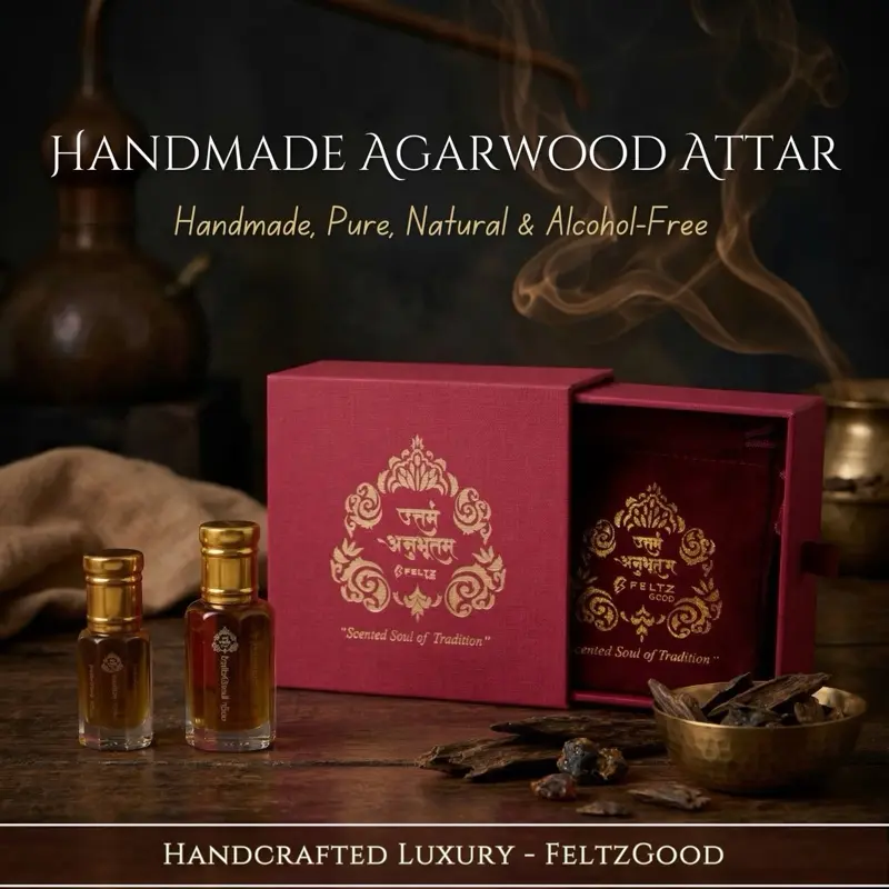 Unisex Handmade Hydrodistilled Agarwood Oud Attar - Natural, Alcohol-Free, Cruelty-Free, Scented Woody-Musk Perfume Oil for Adults, Single Item in Luxury Gift Box