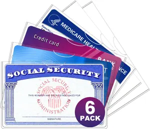 6 Pack Social Security Card Protector, 24 Mil Thick Card Protector Sleeves, Protective Credit Card Sleeve, Clear Card Sleeves, Perfect Fit for Social Security, Medicare, Credit, Business Card