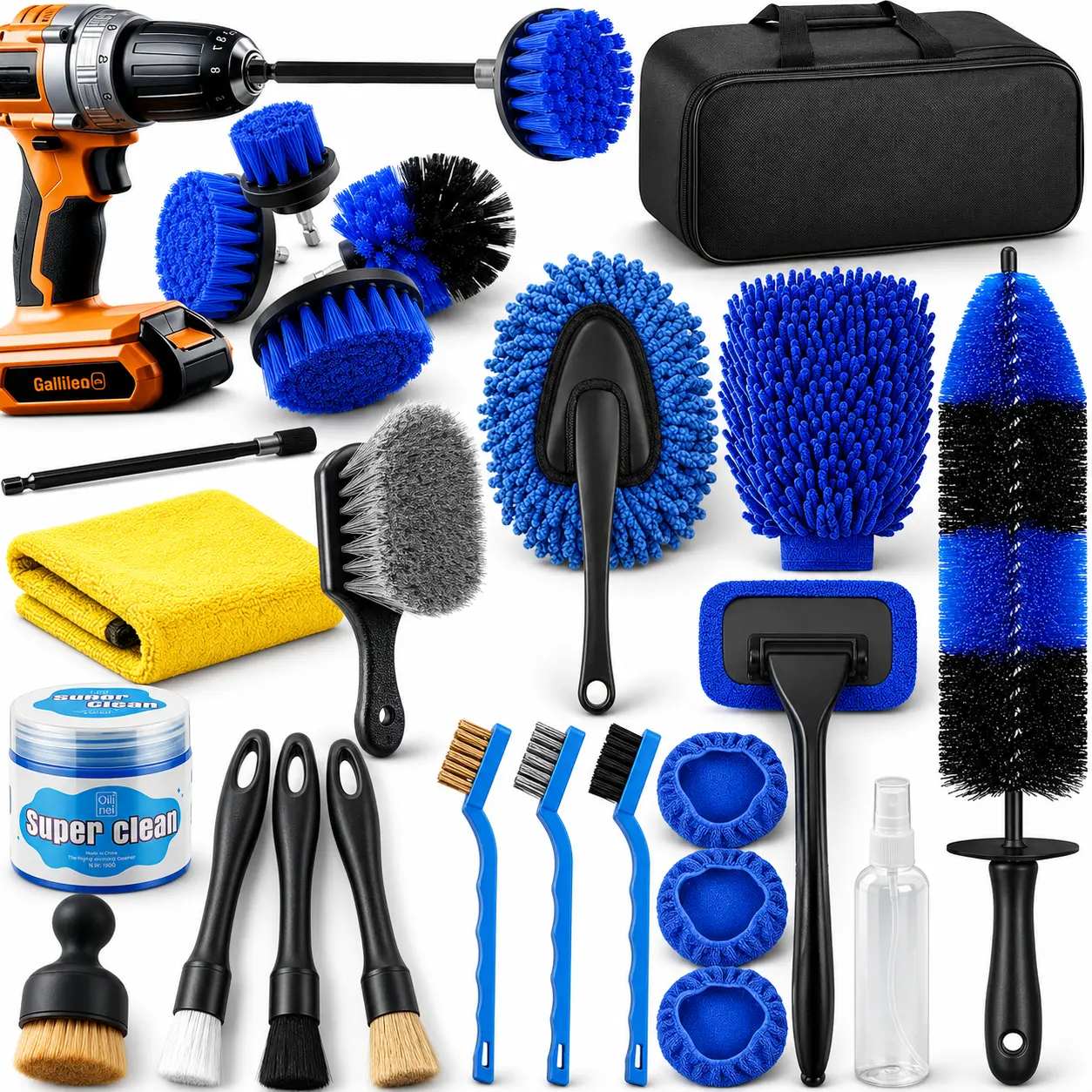 26pcs Car Detailing Brush Set, Car Detailing Kit, Car Detailing Brushes, Car Cleaning Kit, Car Windshield Cleaning Tool, Professional Car Care Kit - Car Wash Brush Kit for Interior Exterior Wheels