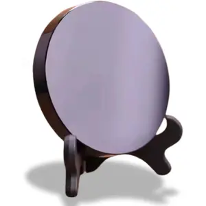 3.15 in Black Obsidian Scrying Mirror Set - Scratch-Resistant, Durable, with Wooden Stand, Healing Crystal for Witchcraft Divination, Indoor Recreation Decoration Standing Mirror