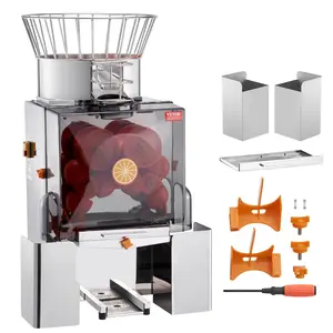 【DealsForYouDays】VEVOR Commercial Orange Juicer Machine,  120W Automatic Feeding Juice Extractor, Stainless Steel Juice Extractor for 25 Oranges Per Minute, with Pull-Out Filter Box, PC Cover, 2 Peel Collecting Buckets