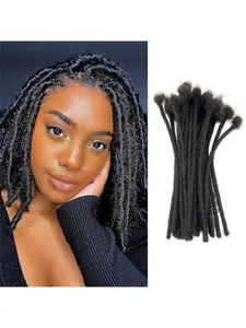 6inch 10 Strands 100% Human Hair Dreadlock Extensions, 0.6cm Width Handmade Loc Extensions Human Hair for Men Women Kids, Permanent Dread Extensions Can Be Dyed Bleached Curled(Natural Black)