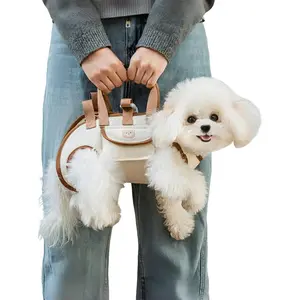 Portable Breathable Pet Carrier Sling & Backpack, Puppy Carrier Purse for Dogs & Cats, Adjustable Full-Body Harness with Traction Leash, Crossbody & Car-Friendly