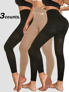 SF Fish Clothing Women's Stretchy High Waist Seamless Shaping Leggings, Tummy Control Butt Lift, Four-Way Stretch High Waisted Compression Pants, Fitness Yoga Wear, Three Colors Available