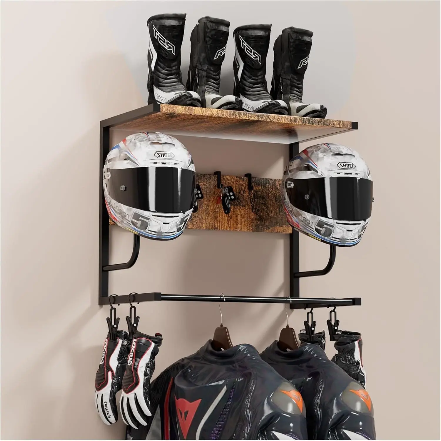 Motorcycle Helmet Holder Wall Mounted Helmet Holder Wall Mount with Helmet Rack