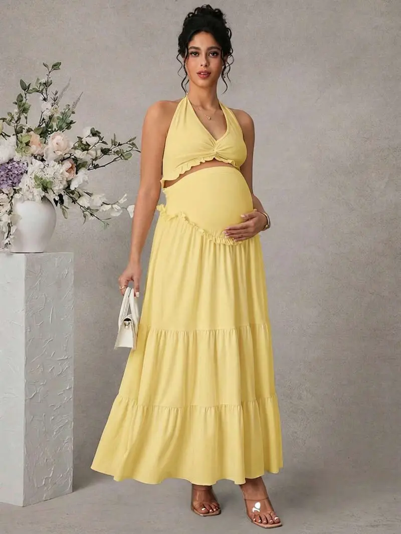 yellow dress maternity shoot - TikTok Shop