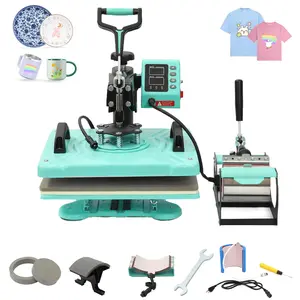 GARVEE 6 in 1 12x15 inch Sublimation Heat Press Machine with 360° Swing Away Digital Heat Transfer for T-shirts, Caps, Mugs, Plates, Pillows, and Bags - Multifunction Combo