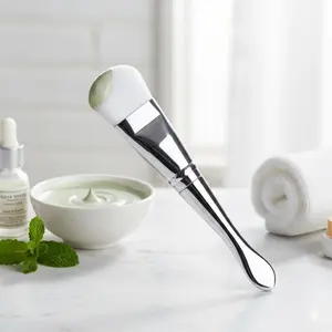 Dual Head Silicone Face Mask Brush Set with Spoon Applicator, Flexible Wide Head for Precision Makeup, Ergonomic Non-Slip Grip, Reusable & Washable Beauty Tools, Includes Scoop Design for Measured Application.