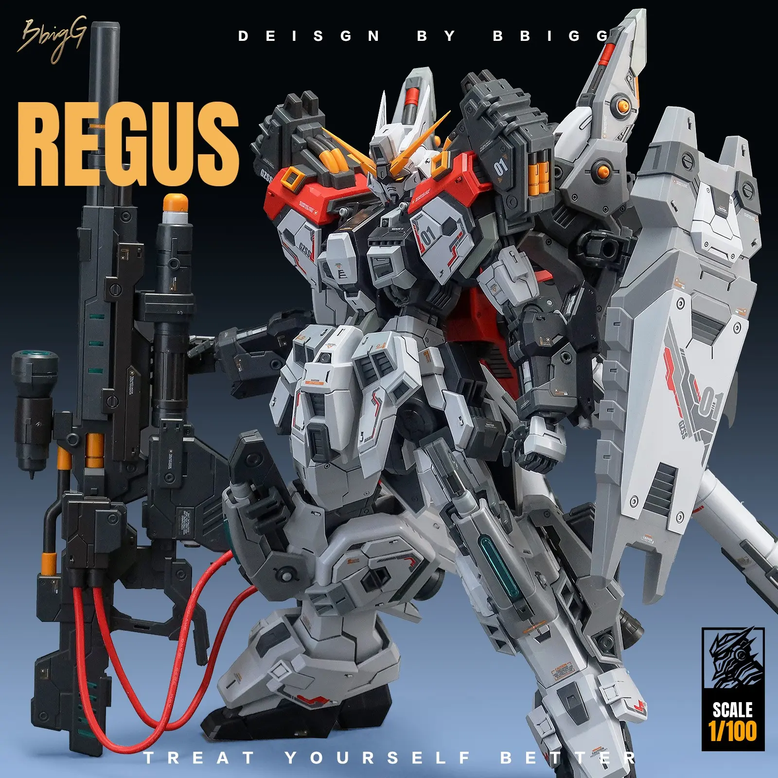 Mg|1/100 Scale Rebuildable Mecha Model Kit, High Precision Sci-Fi Robot Toy with Large Particle Cannon & Composite Shield, Professional Grade DIY Armor Model, Mecha Assembly Model