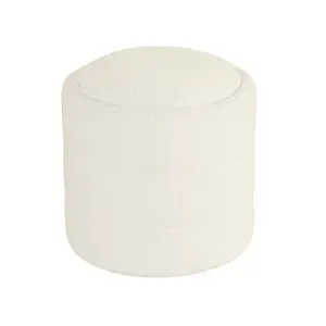 HomePop Boucle Ottoman Round Storage Bedroom Vanity Living Room Cream