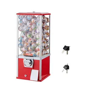 【fathersdaygift】VEVOR Gumball Machine for Kids, 25" Height Home Vending Machine, PS Bouncy Balls Dispenser, Hold 230 Capsule Toys, Rectangle Bubble Gum Machine for Game Stores, Coin Operated Gumball Bank, Red