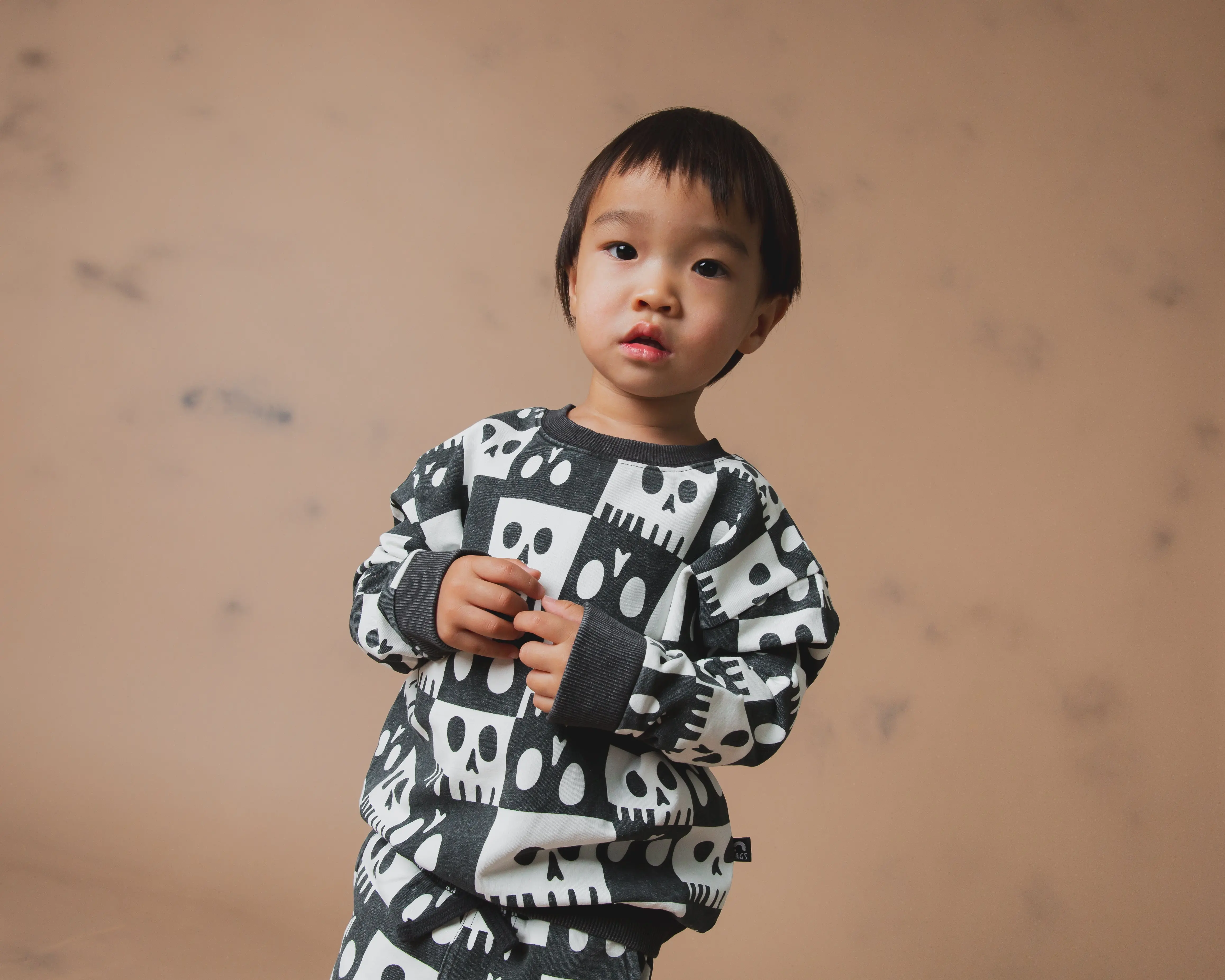 Kids Crewneck - Washed Skelly Check Kids Crewneck - Washed Skelly Check