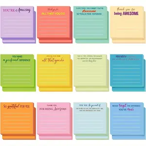 12 Pcs Employee Appreciation Sticky Notes Thank You Gifts Bulk Note Pads with Sayings Teacher Gift Mini Pocket Inspirational Notepads for Coworker Office Supply Sticky Labels