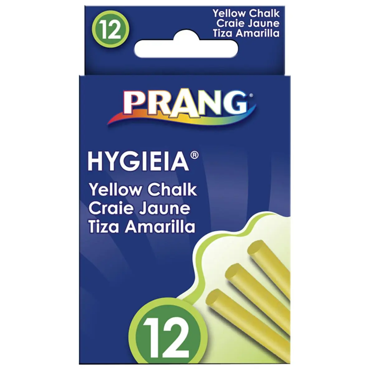 Prang Hygieia Dustless Board Chalk, 95% Calcium Carbonate Round Sticks for Coaches & Workplace, Scratch Resistant & Streak Free, Easy Yellow, Box of 36, Workplace Use