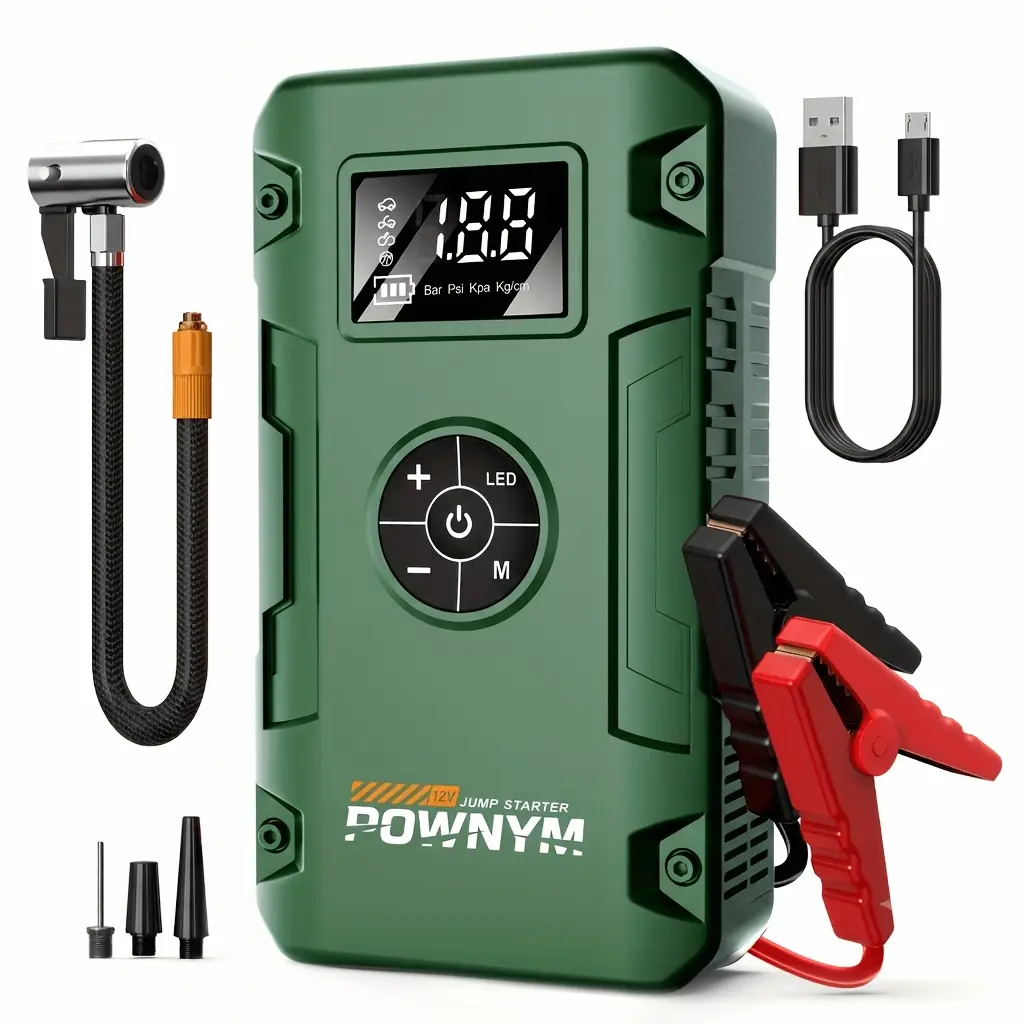 10000A Car Jump Starter And 10000A 7-in-1 Jump Starter with Air Pump, 150PSL Car Battery Starter, Suitable for 2.64-Gallery Gasoline Or 2.38-Gallery Diesel Batteries, Accessories, High-Pressure Pump, Jump Starter, Vehicle Emergency Kit