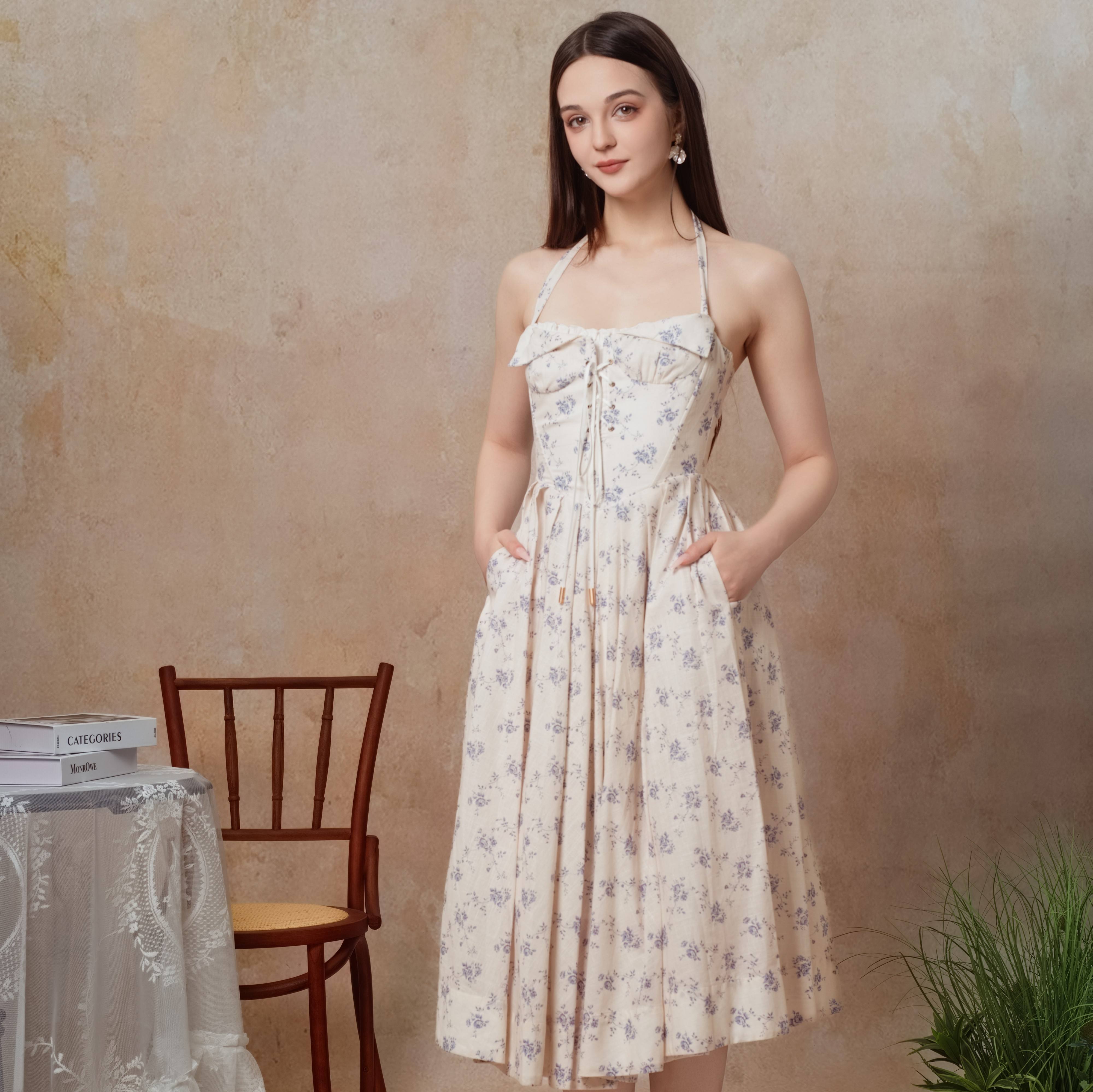 The Cobalt Dream Corset Dress-LuminaVenus  Elegant Dresses Women Beach Outfits Outfit Classy  Slim Fit Women Rehearsal Dinner Dress Bohemian White Lace Vestidos Para Fiesta  Formal Piece birthday outfit Pleated Skirt