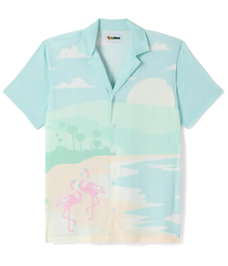 Men's Casual Shore Thing Cabana Shirt - All Over Print, Button-Front, Ideal for Beach Bars, Bold Choices Design, Coastal Vibes, Easy Airflow, Lightweight