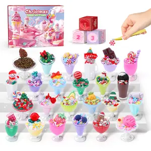 Ice Cream Cup Advent Calendar, 2025 Advent Calendar, 24 DIY Toddler Toys, Christmas Countdown, Jesus Christmas Countdown Gifts, Christmas Stocking Stuffers, Christmas Gifts for Kids Fruit Butter Slime Party Favors