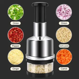 Food Chopper, Handheld Veggie Chopper for Vegetable, Onion, Garlic, Nut, Hand Vegetable Cutter, Easy to Clean Manual Hand Vegetable Chopper Dicer, Stainless Steel Blade
