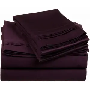 Egyptian Cotton 650 Thread Count Solid Sheet Set Queen-Plum