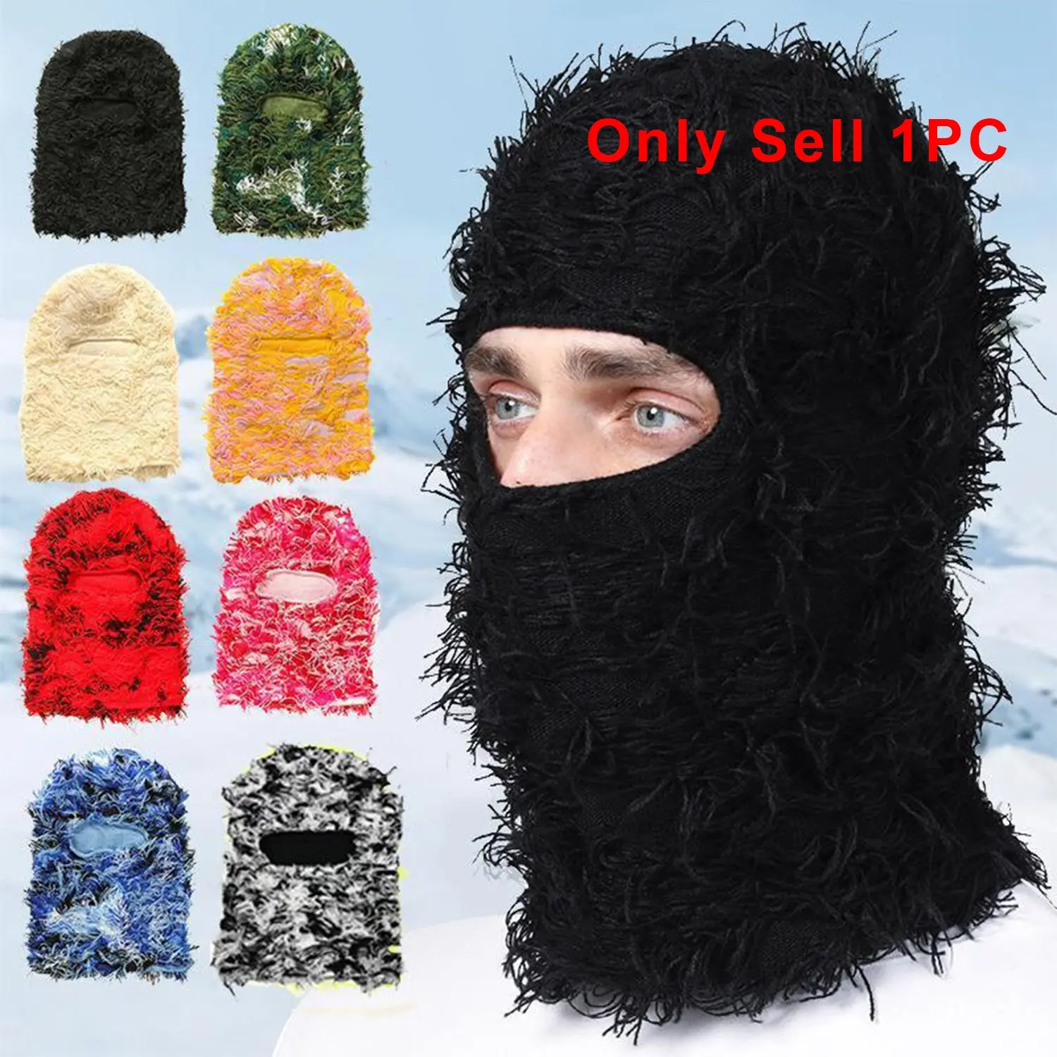 Winter Warm Solid Face Cover Balaclava Mask - Windproof Full Face Knit Headgear for Skiing Hiking Outdoor Sports & Party Use Cozy Cold Weather Protection Solid Color Stylish Ski Mask,Christmas Gifts,TikTokShopBlackFriday,TikTokShopCyberMonday