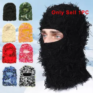 TikTokShopBlackFriday Winter Warm Solid Balaclava Mask - Windproof Full Face Knit Headgear for Skiing Hiking Outdoor Sports & Party Use Cold Weather Protection Solid Color Ski Mask, Thermal Ski Mask, Knitted Balaclava, Christmas Gifts