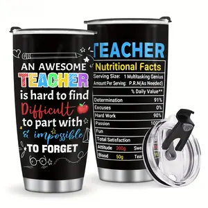 Fun Teacher Tumbler Stainless Steel 20oz with Lid, Teacher Coffee Mug-Teacher Travel Cup-Teacher's Accessories Gifts for Women Men Teacher Roommate for Christmas Birthday Teachers' Day Perfect Art Gifts Outdoor Travel Cup-Keep Drink Hot&Cold, Practical Th