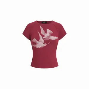 Cider Bird Graphic Cotton Raglan Sleeve Crop Tee SummerWins