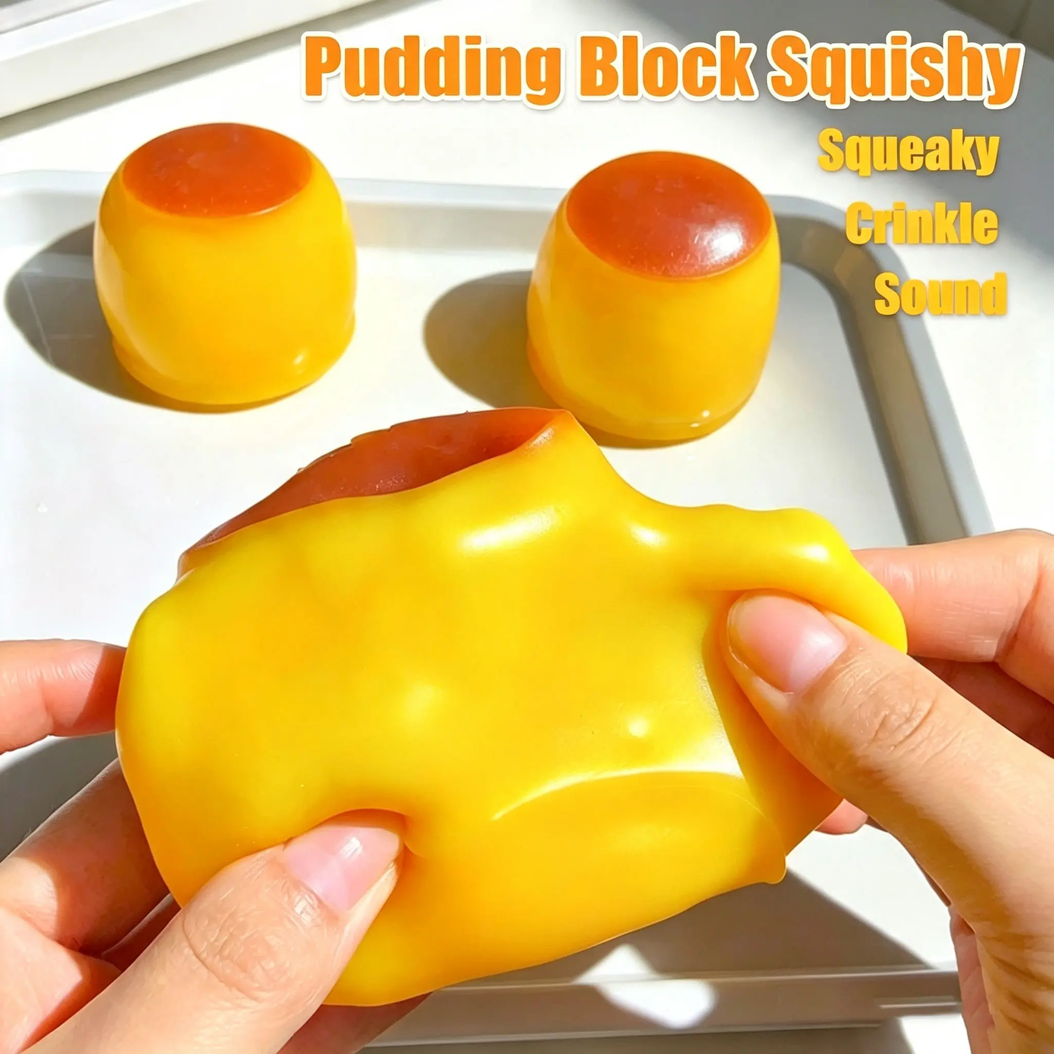 Pudding Moldable Squishy Toy with Block & Clay Fill, Squeaky Sound When Squeezing, Infinite Stress Relief, Perfect for Anxiety Reduction & Fidget Relief, Portable Decompression Squeeze, Ideal Halloween Gifts for Kids Gift Exchange.