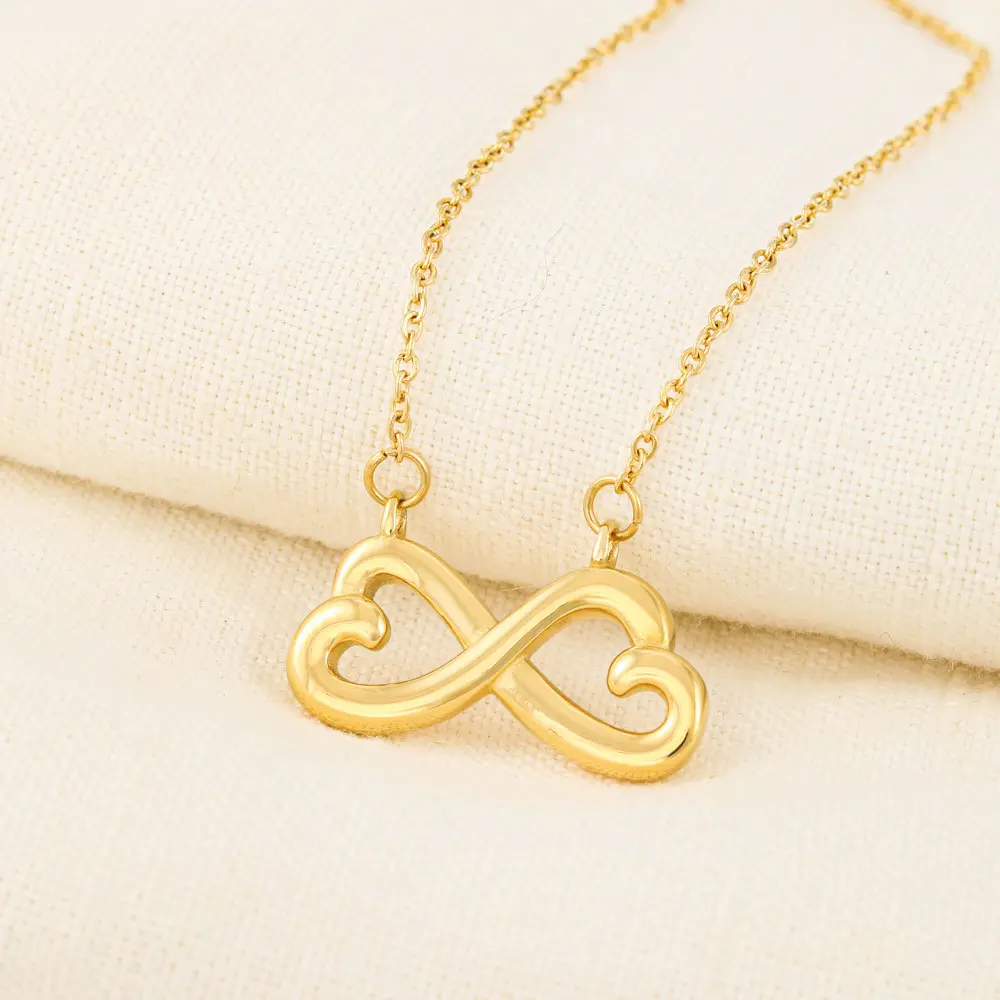 18K Gold Finish Endless Love Infinity Heart Necklace with Gift Box