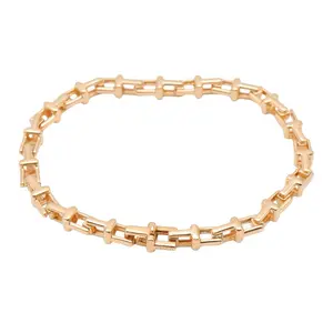 Pre-owned Tiffany & Co. 18K Rose Gold (Au750) Small Leather Goods TIFFANY＆CO T Narrow Au750 Bracelet