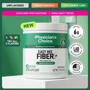 Physician’s Choice Easy Mix Fiber Powder - Sugar Free, No Grit & Tasteless - Prebiotic Fiber Supplement for Regularity, Digestion & Gut Health