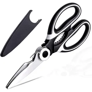 Kitchen Scissors Multipurpose Sharp Food Shears for Chicken Fish Meat Vegetables & Bones Durable Rust Resistant Non Slip Handle Dishwasher Safe Stainless Steel Heavy Duty