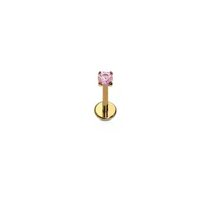 Micro Pink Gem Flat Back Stud - 18k Gold PVD Plated ASTM F136 Titanium