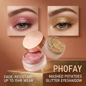 PHOFAY Glitter Eyeshadow | Eight colors, creamy potato mash texture, long-lasting shimmer, create a bold look, highlighter makeup Daily