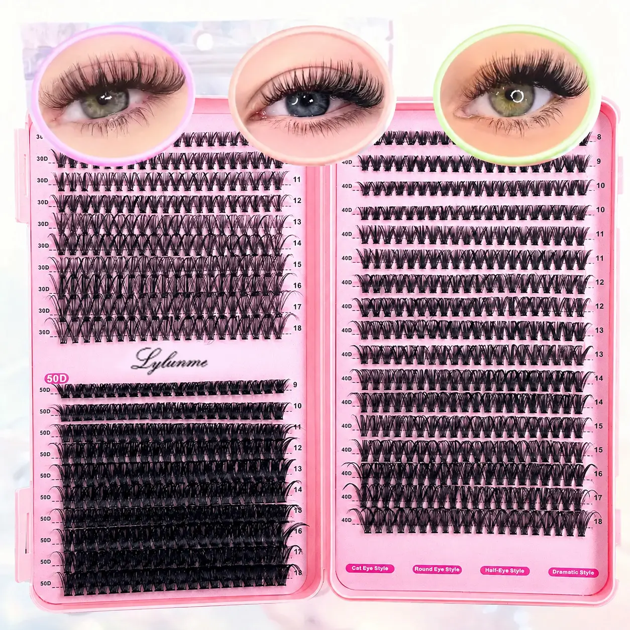 Kit Sambungan Bulu Mata, 740 helai / 200 helai, Bulu Mata Tunggal, 30D + 40D + 50D, Sambungan Bulu Mata DIY, dengan Pinset, Gam dan Pengedap, Boleh Digunakan Semula, Sesuai untuk Pesta, Peringkat, Perayaan, Solekan Mata