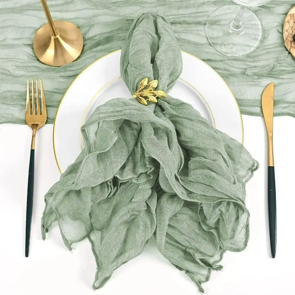 Reusable Thin Cotton Gauze Napkins - Polyester-Blend, 50x50cm Square Solid, Oil-Absorbing Vintage Retro Tableware for Party Table Decoration, Home Use, Absorbs Oil