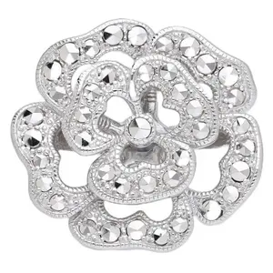 Dallas Prince Chrome Marcasite Secret Garden Rose Ring