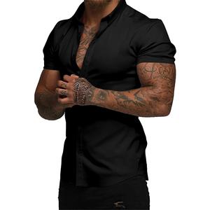 JMIERR Mens Muscle Fit Dress Shirts Casual Button Down Shirt Short Sleeve Wrinkle-Free Shirts