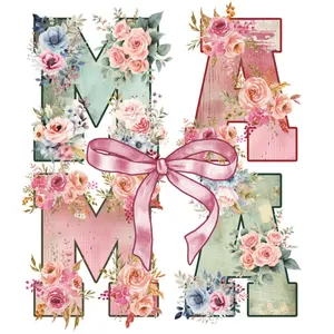 Mama Floral Stacked Pastel Spring Colors  Direct To Film Print, DTF Print, Ready To Press Print For T-Shirts