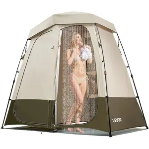 VEVOR Pop up Shower Tent, Instant Portable Privacy Tent Changing Room with Hanging Bag, Ground Stakes, Ropes, Carry Bag, 190T Polyester with Silver Coating, Quick Setup, for Camping, Beach, FishingVEVOR Super Brand Day