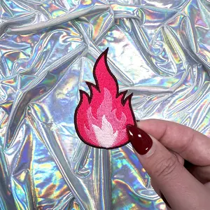 Pink Flame Iron On Patch