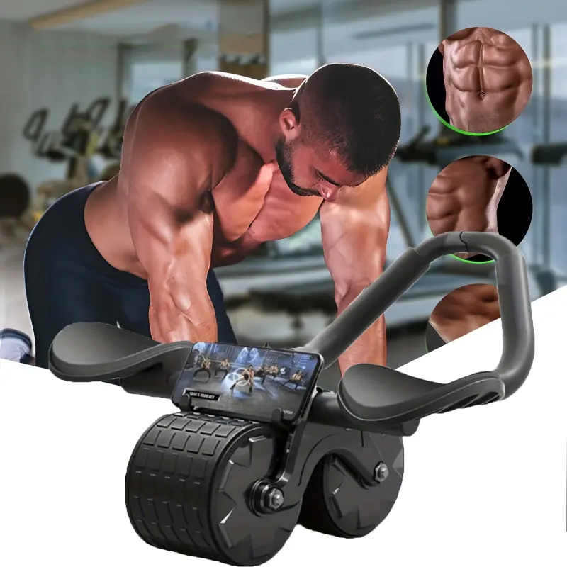 Automatic Rebound Abdominal Wheel - Automatic rebound abdominal wheel, abdominal roller with elbow support, suitable for both men and women, ideal for challenging abdominal and core strength training Ab Workout Equipment Core Exercise Machine