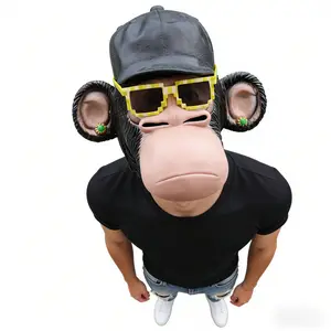 Cool Gorilla Latex Mask (with hat and glasses), Funny Primate Full-Face Halloween Costume, Trending TikTok Style